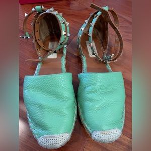 Valentino rockstud ankle wrap espadrilles